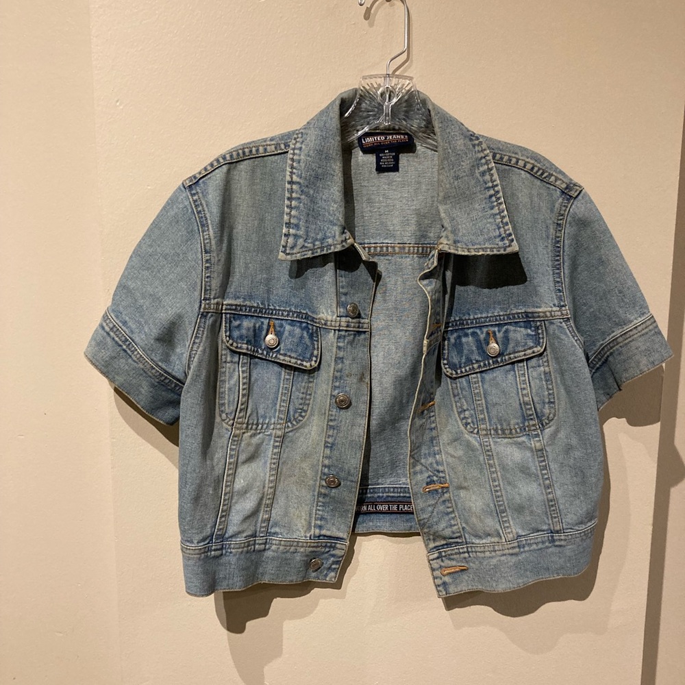 Boho Denim Short Sleeve Cropped Jacket